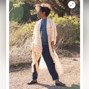 Umbre & Ochre yellow zebra striped robe size S